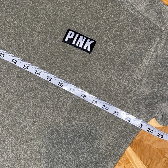 PINK Victoria's Secret Olive Green Fleece Pulls Hoodie Size Medium - Picture 7 of 11